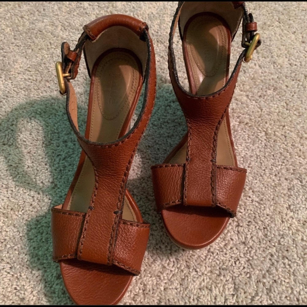 Chloé Brown Leather T Strap Sandal Size 39